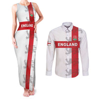 Custom England Rugby Couples Matching Tank Maxi Dress and Long Sleeve Button Shirt Vintage Style