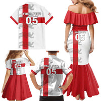 Custom England Rugby Family Matching Mermaid Dress and Hawaiian Shirt Vintage Style