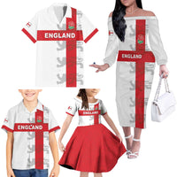 Custom England Rugby Family Matching Off The Shoulder Long Sleeve Dress and Hawaiian Shirt Vintage Style