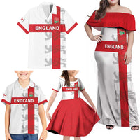 Custom England Rugby Family Matching Off Shoulder Maxi Dress and Hawaiian Shirt Vintage Style