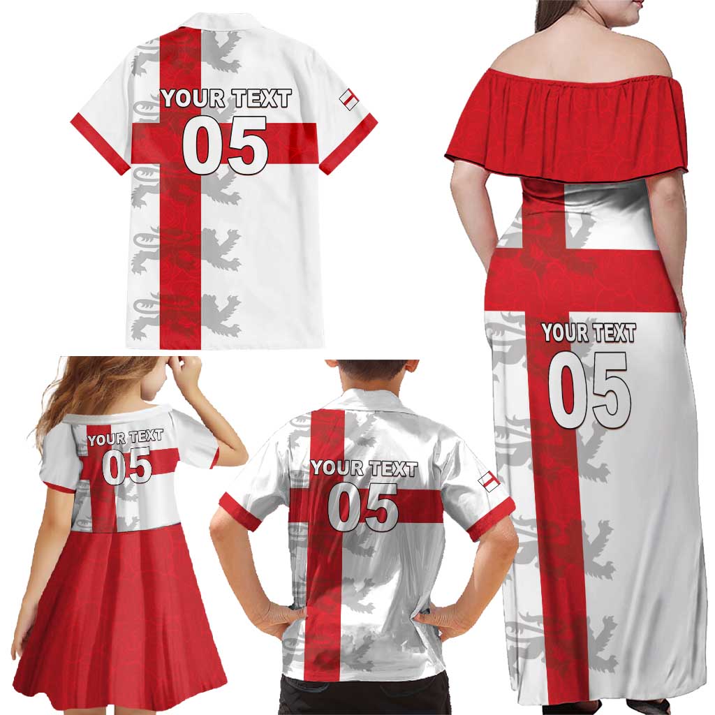 Custom England Rugby Family Matching Off Shoulder Maxi Dress and Hawaiian Shirt Vintage Style