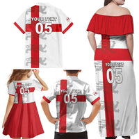 Custom England Rugby Family Matching Off Shoulder Maxi Dress and Hawaiian Shirt Vintage Style