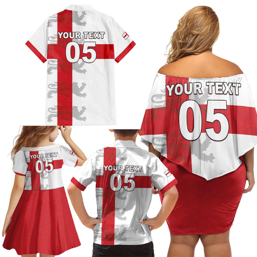 Custom England Rugby Family Matching Off Shoulder Short Dress and Hawaiian Shirt Vintage Style