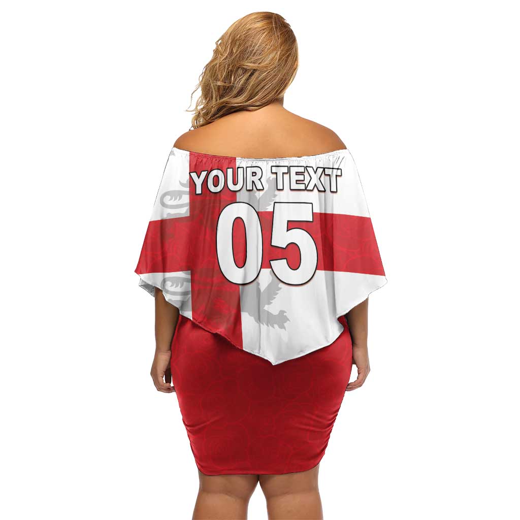 Custom England Rugby Family Matching Off Shoulder Short Dress and Hawaiian Shirt Vintage Style