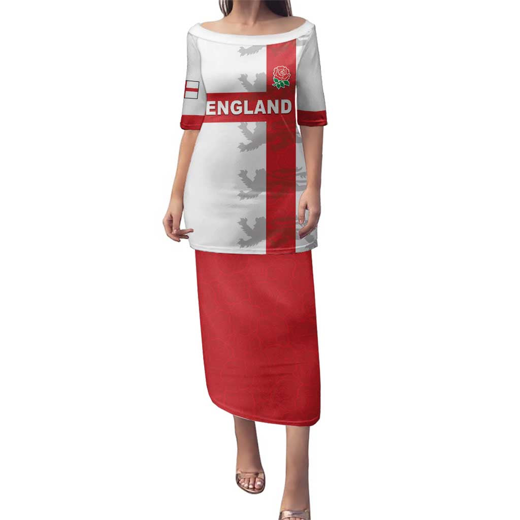 Custom England Rugby Family Matching Puletasi and Hawaiian Shirt Vintage Style