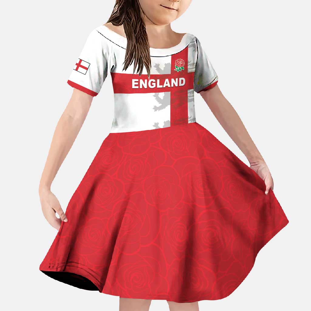 Custom England Rugby Family Matching Short Sleeve Bodycon Dress and Hawaiian Shirt Vintage Style