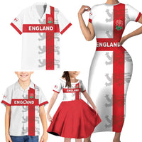 Custom England Rugby Family Matching Short Sleeve Bodycon Dress and Hawaiian Shirt Vintage Style