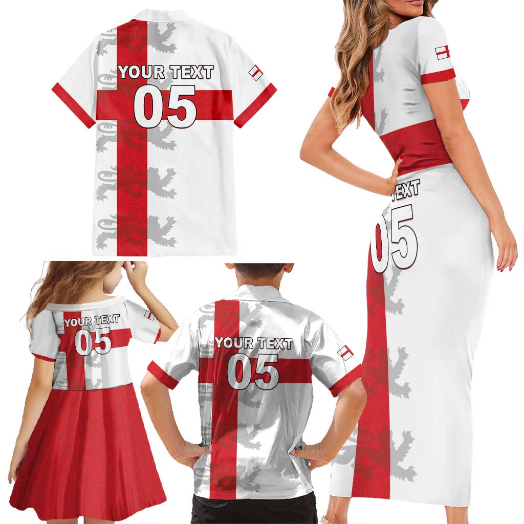 Custom England Rugby Family Matching Short Sleeve Bodycon Dress and Hawaiian Shirt Vintage Style