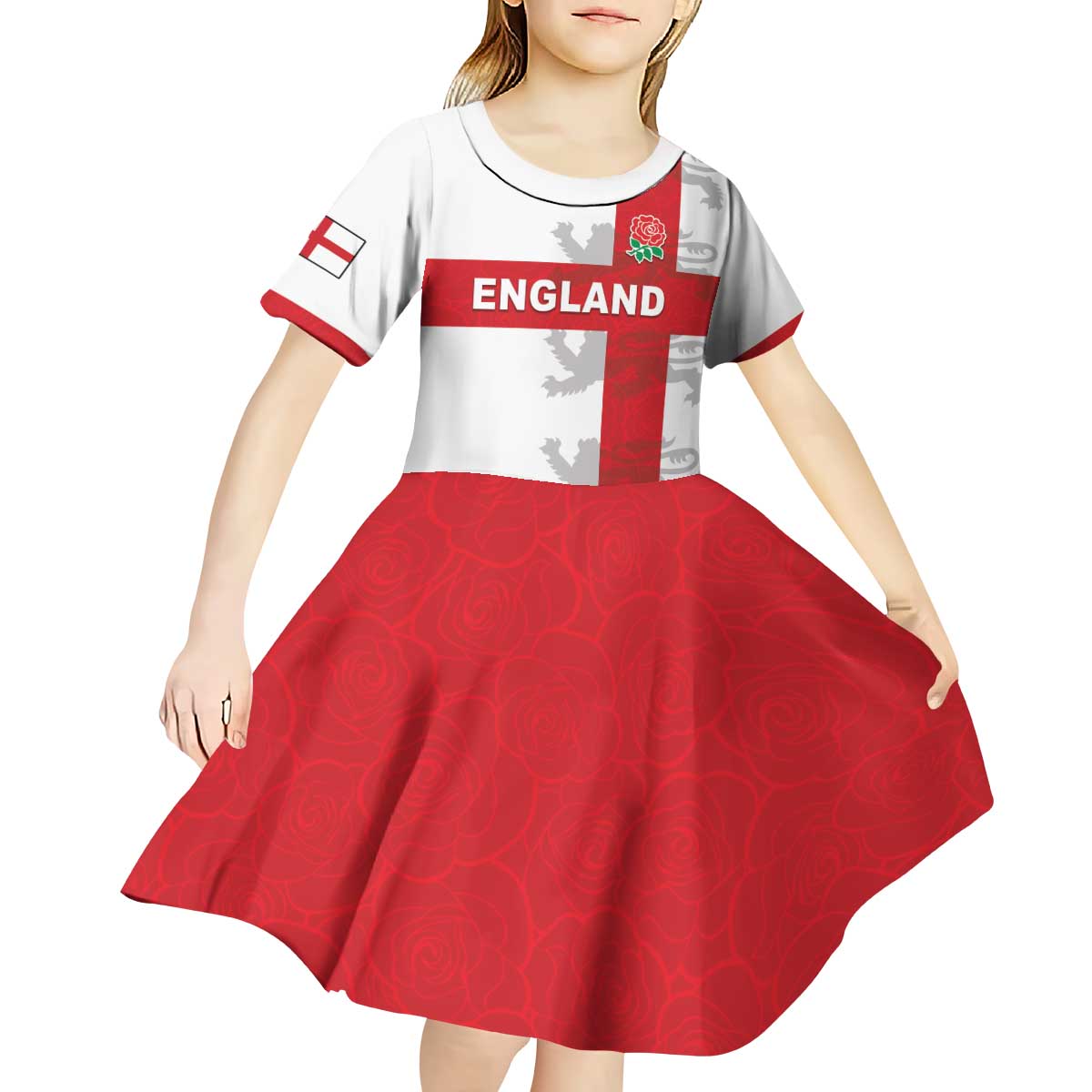 Custom England Rugby Kid Short Sleeve Dress Vintage Style