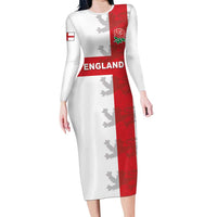Custom England Rugby Long Sleeve Bodycon Dress Vintage Style