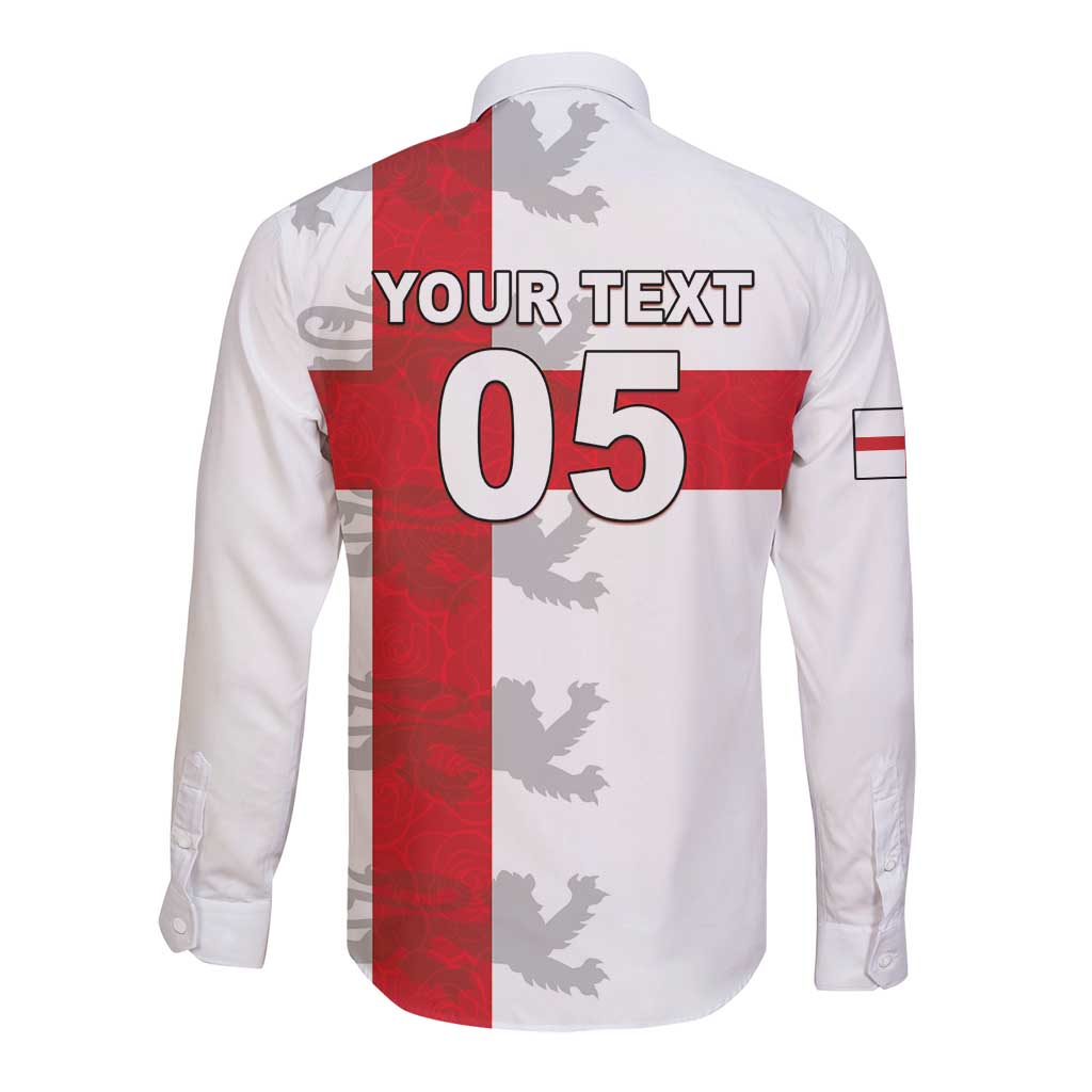 Custom England Rugby Long Sleeve Button Shirt Vintage Style
