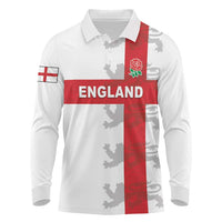 Custom England Rugby Long Sleeve Polo Shirt Vintage Style