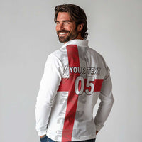 Custom England Rugby Long Sleeve Polo Shirt Vintage Style