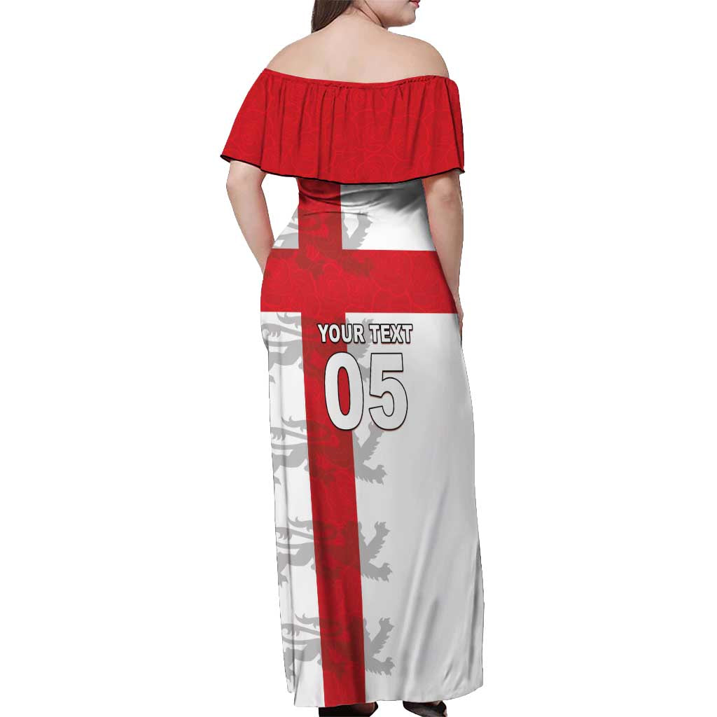 Custom England Rugby Off Shoulder Maxi Dress Vintage Style