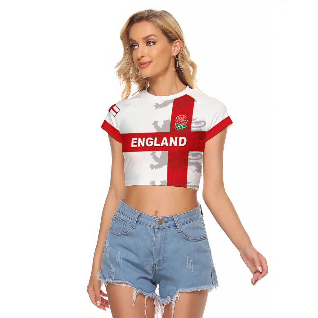 Custom England Rugby Raglan Cropped T Shirt Vintage Style