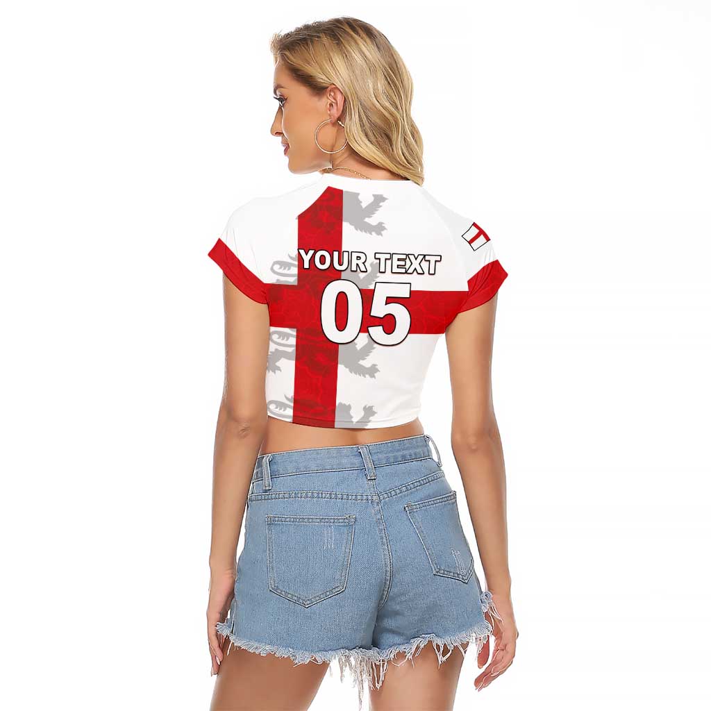 Custom England Rugby Raglan Cropped T Shirt Vintage Style