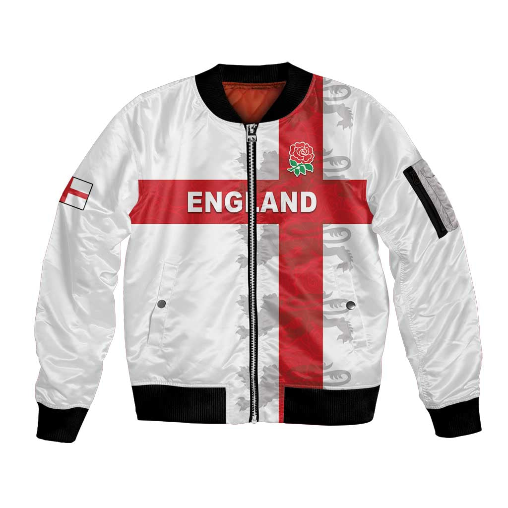 Custom England Rugby Sleeve Zip Bomber Jacket Vintage Style