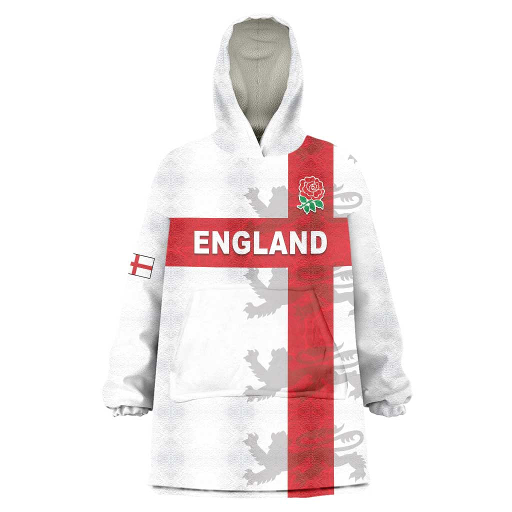 Custom England Rugby Wearable Blanket Hoodie Vintage Style