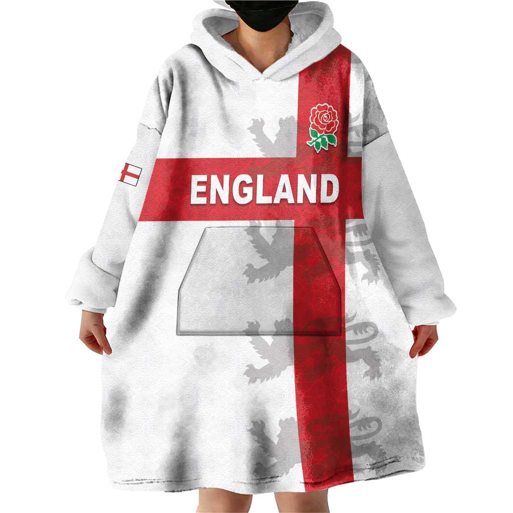 Custom England Rugby Wearable Blanket Hoodie Vintage Style