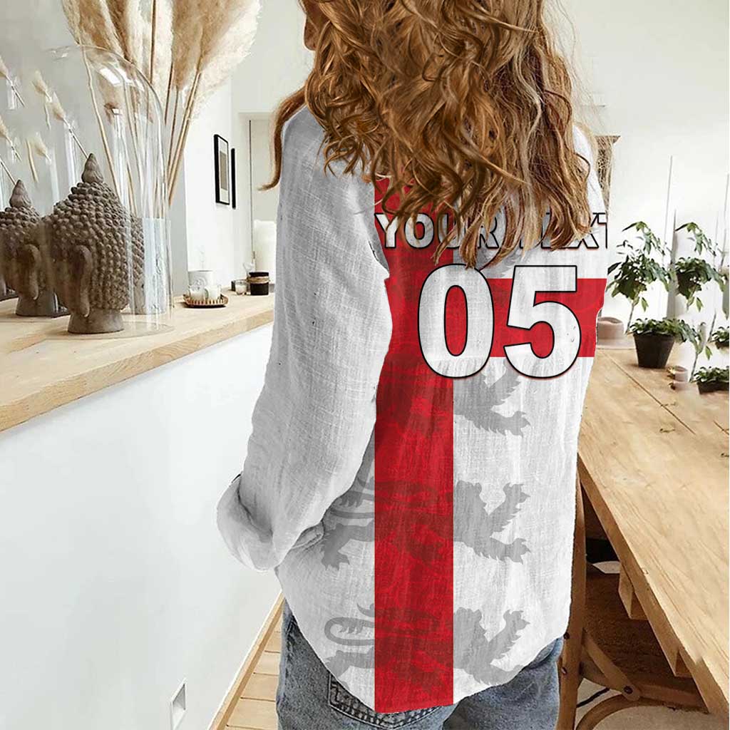 Custom England Rugby Women Casual Shirt Vintage Style