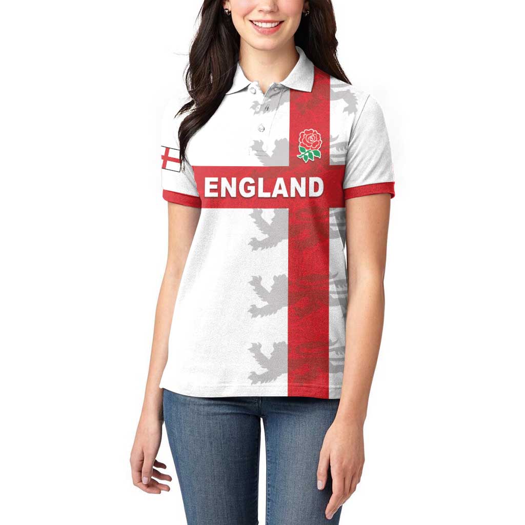 Custom England Rugby Women Polo Shirt Vintage Style
