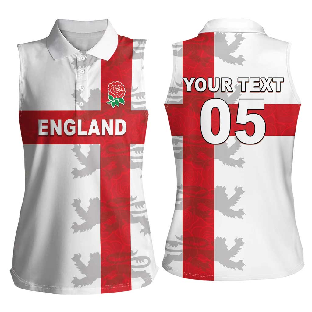 Custom England Rugby Women Sleeveless Polo Shirt Vintage Style