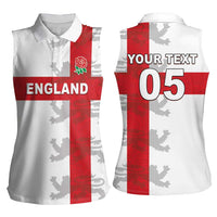 Custom England Rugby Women Sleeveless Polo Shirt Vintage Style