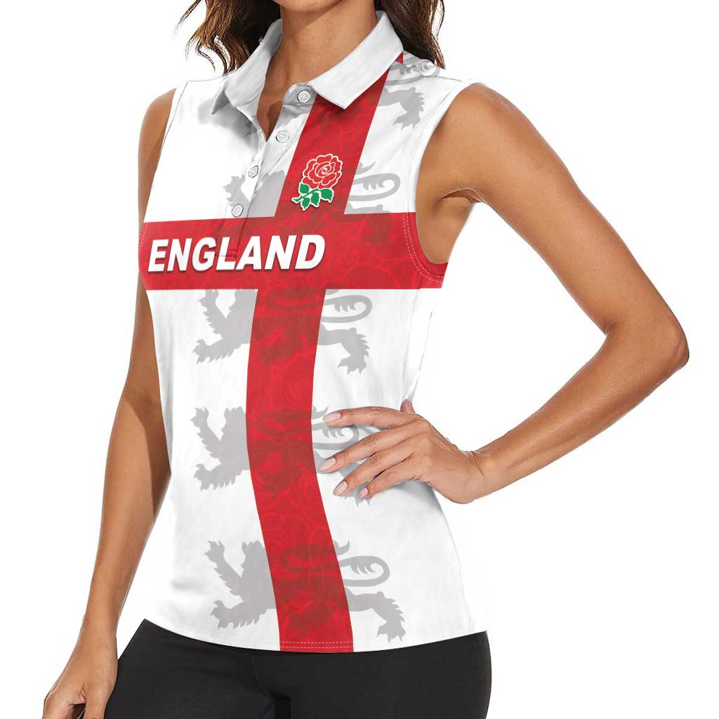 Custom England Rugby Women Sleeveless Polo Shirt Vintage Style