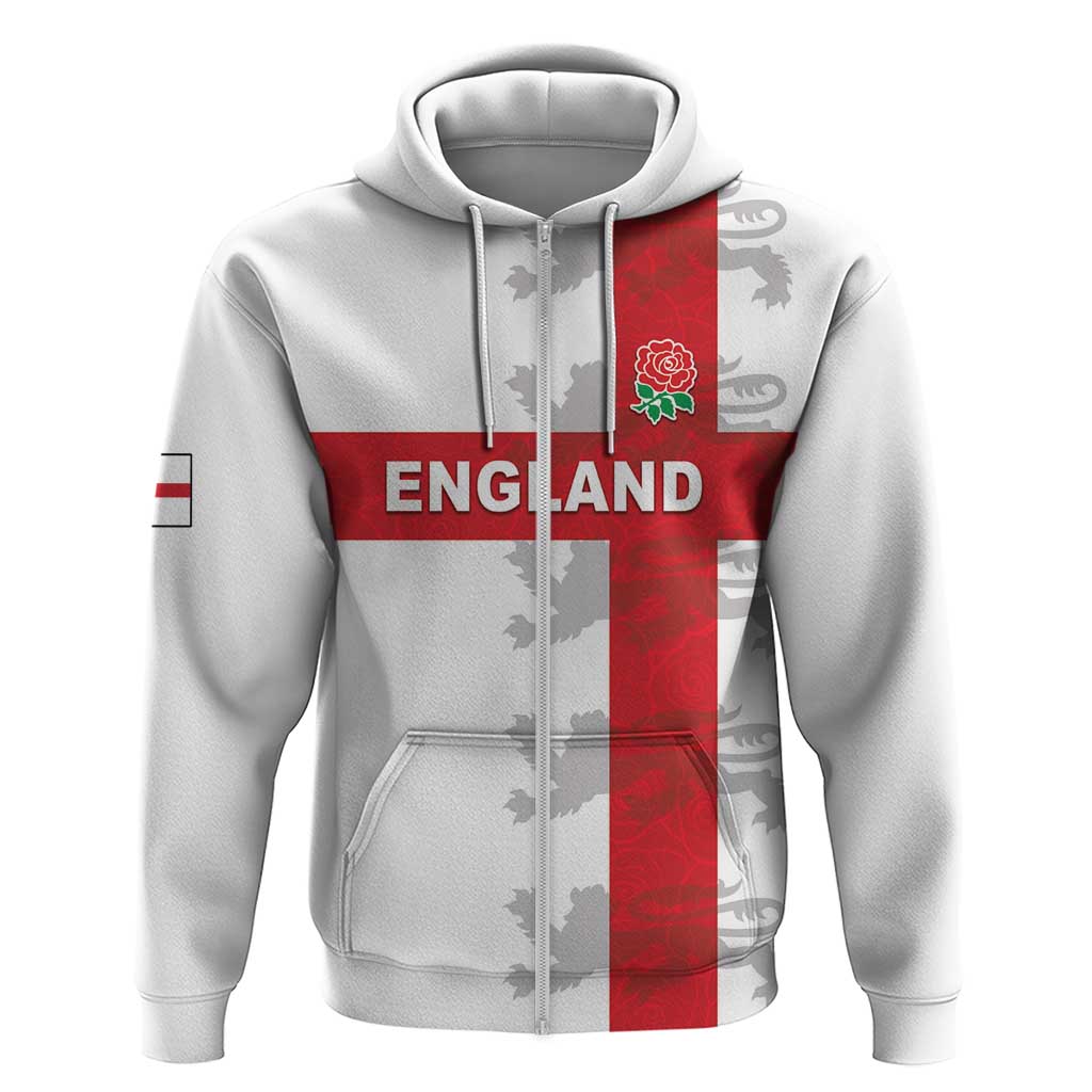 Custom England Rugby Zip Hoodie Vintage Style