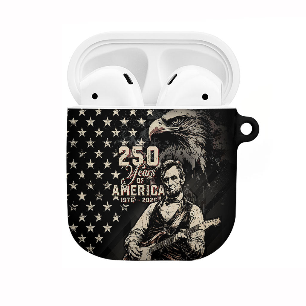 America 250th Anniversary AirPods Case Abraham Lincoln Playing Guitar 4th July