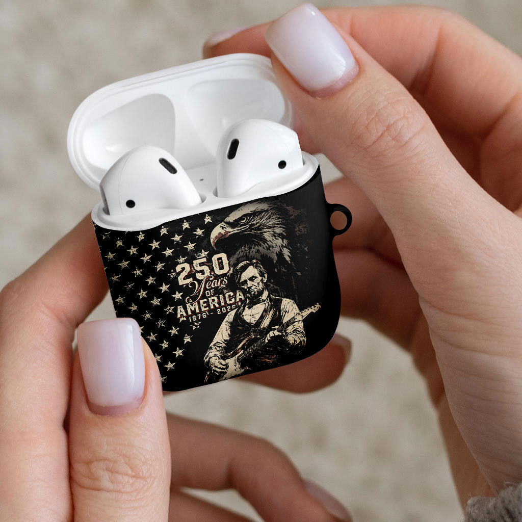 America 250th Anniversary AirPods Case Abraham Lincoln Playing Guitar 4th July