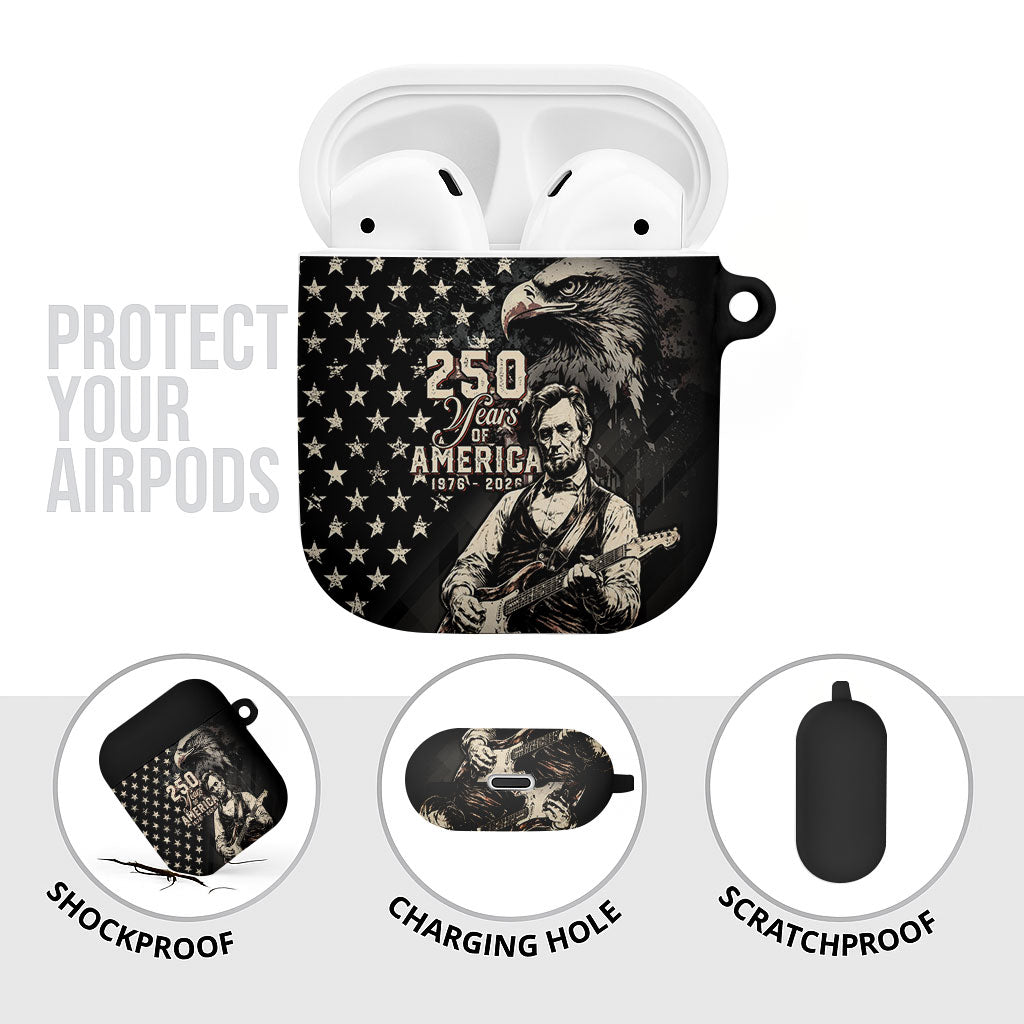 America 250th Anniversary AirPods Case Abraham Lincoln Playing Guitar 4th July