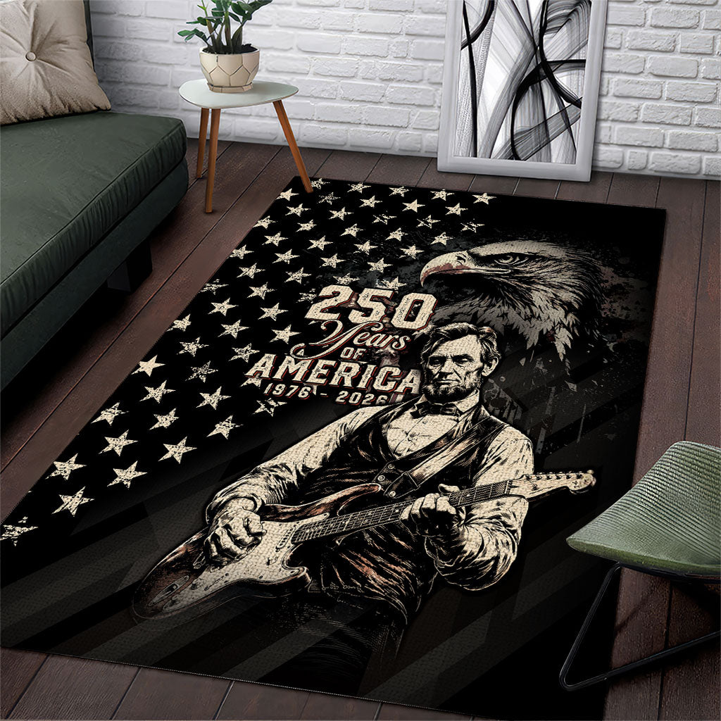 America 250th Anniversary Area Rug Abraham Lincoln Playing Guitar 4th July