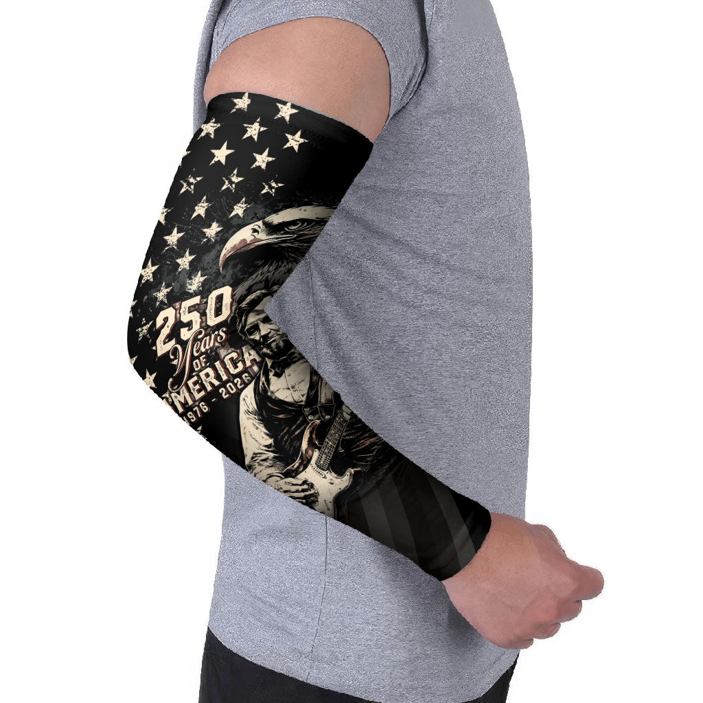 Personalized America 250th Anniversary Arm Sleeves Abraham Lincoln Playing Guitar 4th July