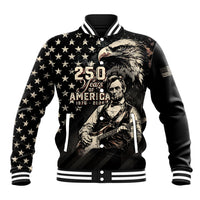 Personalized America 250th Anniversary Baseball Jacket Abraham Lincoln Playing Guitar 4th July
