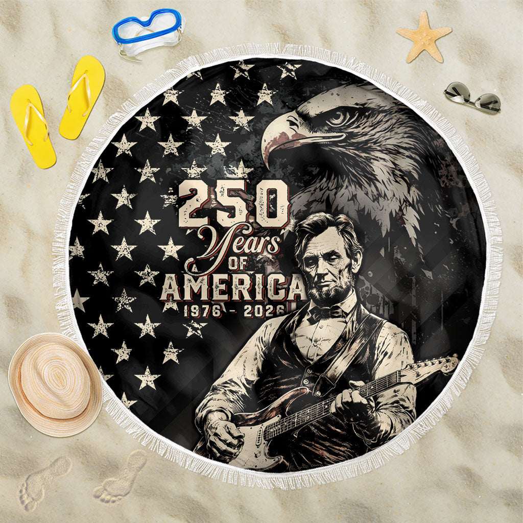America 250th Anniversary Beach Blanket Abraham Lincoln Playing Guitar 4th July