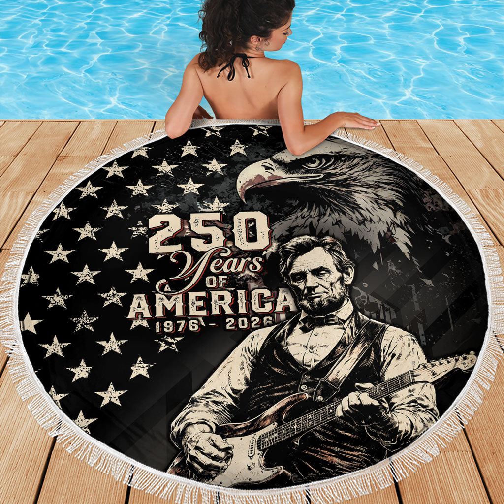 America 250th Anniversary Beach Blanket Abraham Lincoln Playing Guitar 4th July