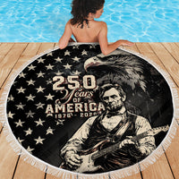 America 250th Anniversary Beach Blanket Abraham Lincoln Playing Guitar 4th July