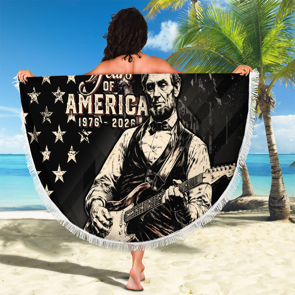 America 250th Anniversary Beach Blanket Abraham Lincoln Playing Guitar 4th July