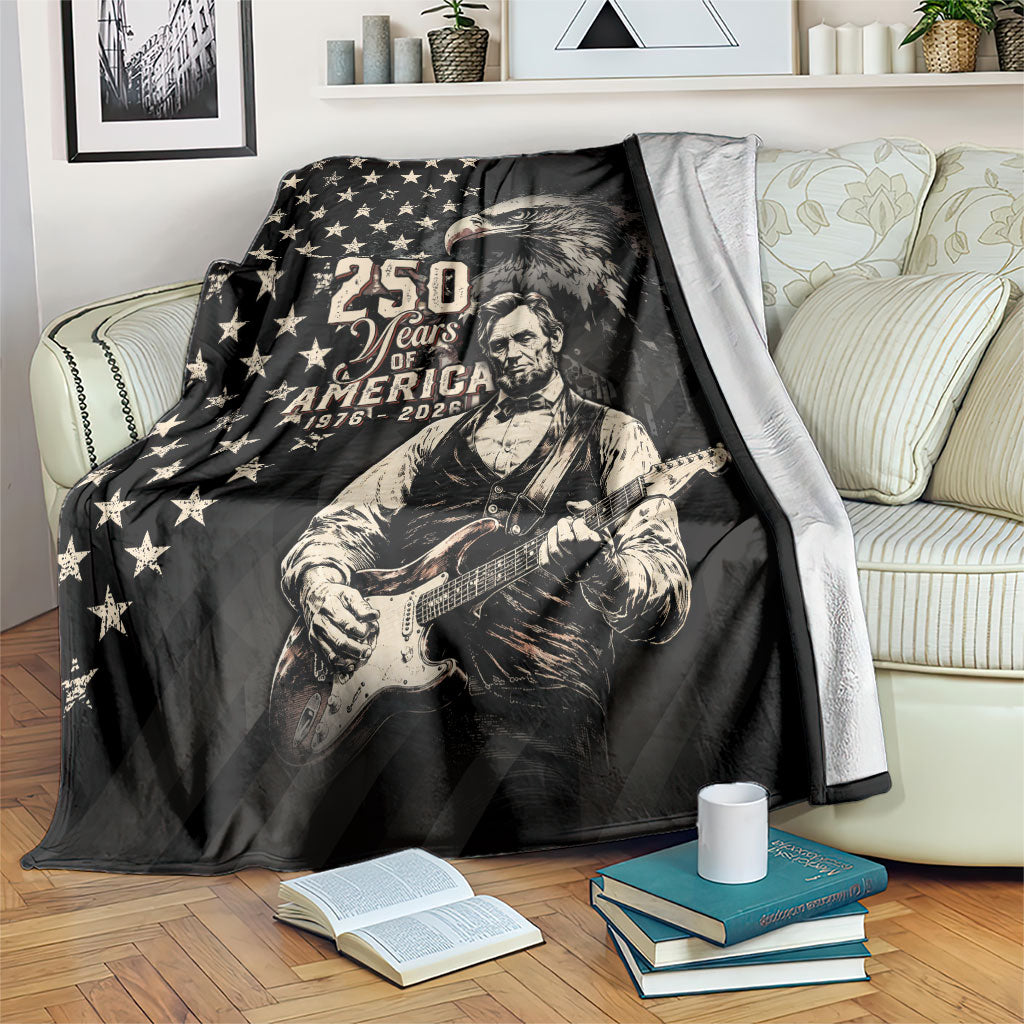 America 250th Anniversary Blanket Abraham Lincoln Playing Guitar 4th July