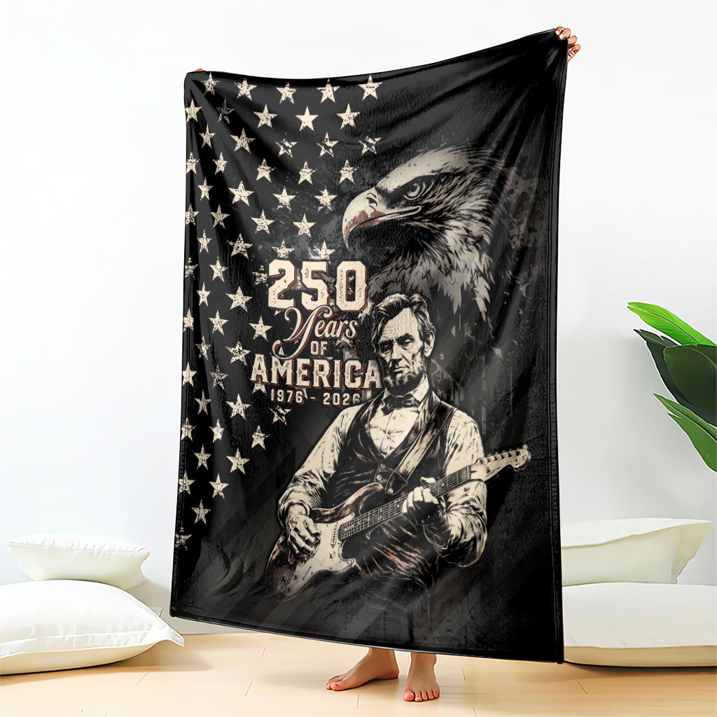 America 250th Anniversary Blanket Abraham Lincoln Playing Guitar 4th July