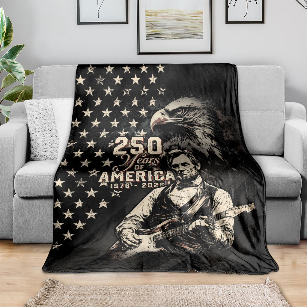 America 250th Anniversary Blanket Abraham Lincoln Playing Guitar 4th July