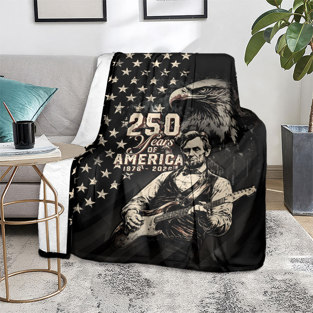 America 250th Anniversary Blanket Abraham Lincoln Playing Guitar 4th July