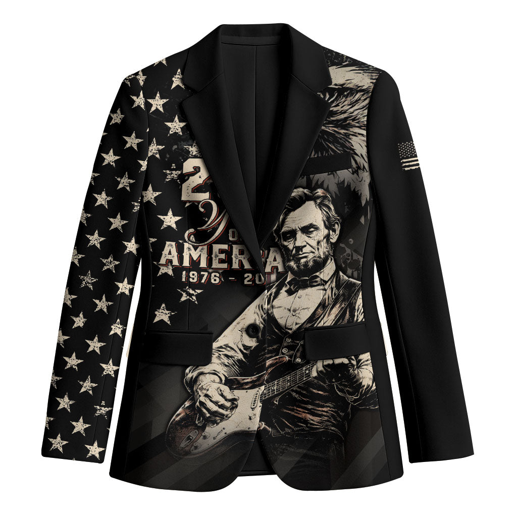 Personalized America 250th Anniversary Blazer Abraham Lincoln Playing Guitar 4th July