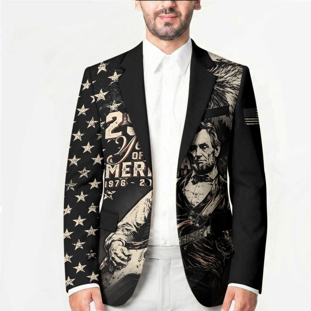 Personalized America 250th Anniversary Blazer Abraham Lincoln Playing Guitar 4th July