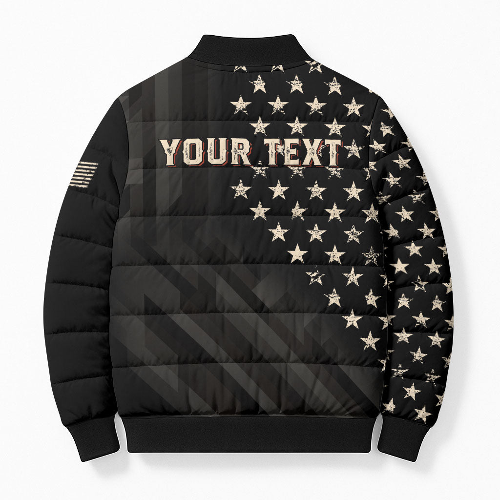 Personalized America 250th Anniversary Bomber Puffer Jacket Abraham Lincoln Playing Guitar 4th July