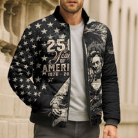 Personalized America 250th Anniversary Bomber Puffer Jacket Abraham Lincoln Playing Guitar 4th July