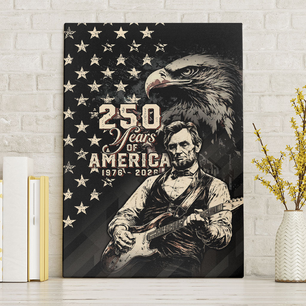 America 250th Anniversary Canvas Wall Art Abraham Lincoln Playing Guitar 4th July