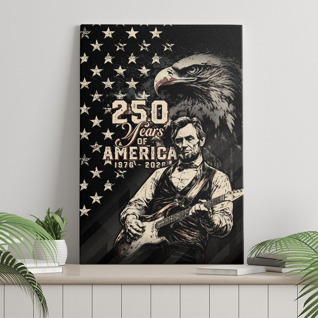 America 250th Anniversary Canvas Wall Art Abraham Lincoln Playing Guitar 4th July