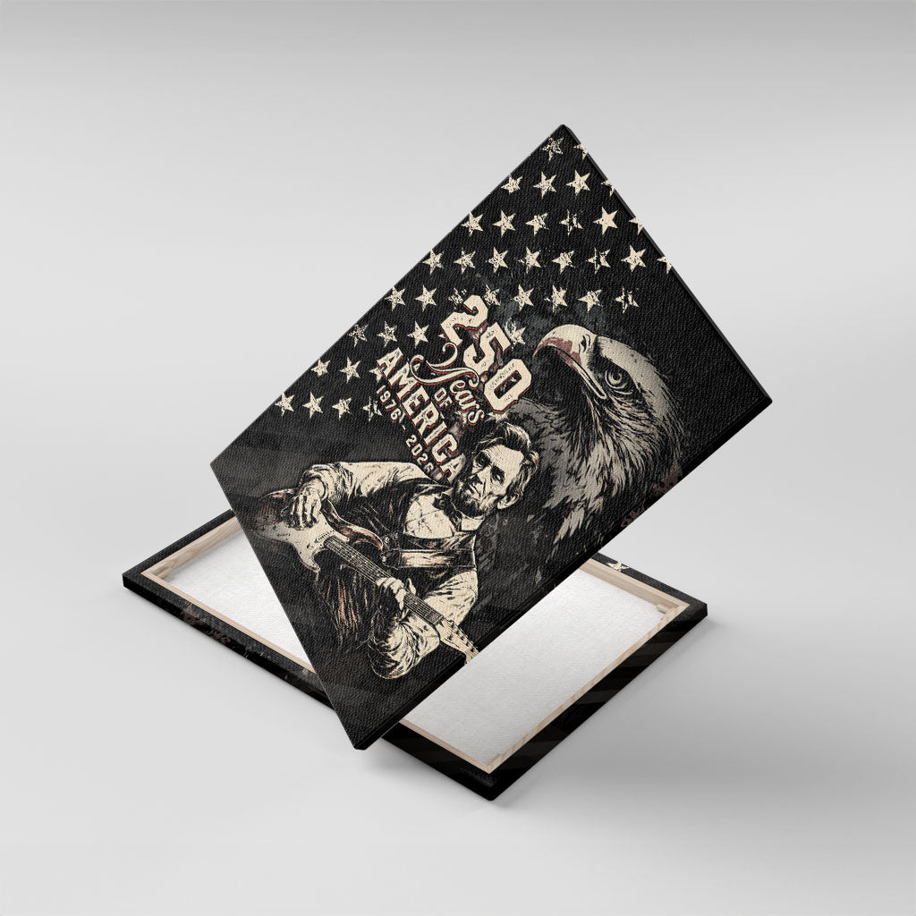 America 250th Anniversary Canvas Wall Art Abraham Lincoln Playing Guitar 4th July